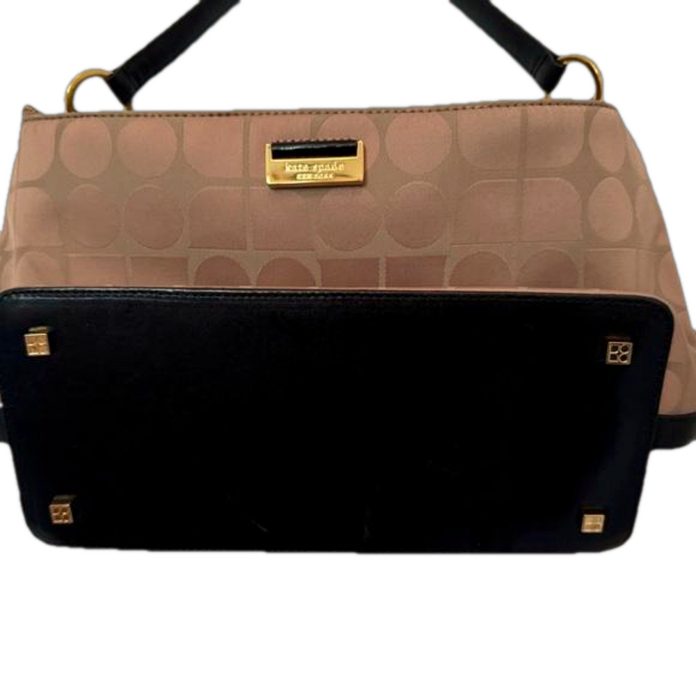 KATE SPADE ♠️ Tan Gold Dot Noel Jacquard Monogram Logo Shoulder Bag - Picture 2 of 7